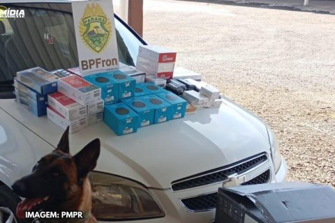 Durante operação BPFRON apreende veículo carregado com contrabando em Realeza; prejuízo estimado em R$ 45.950,00